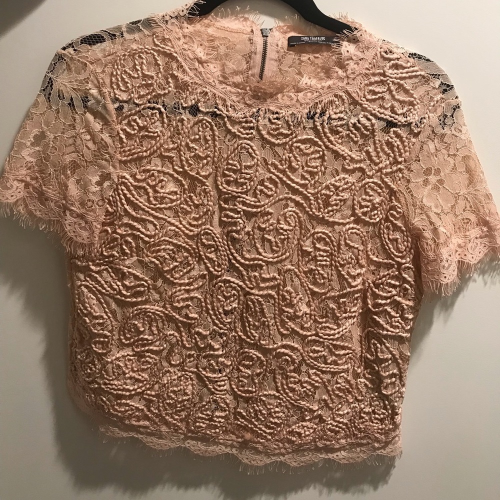 Zara • Pink Lace Crop-Top • Size S